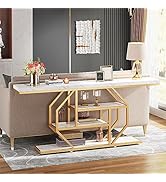 Tribesigns 70.9 inch Extra Long Console Table, Modern Gold Sofa Table Behind Couch with Storage, ...