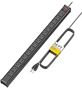 16 Outlets Long Power Strip Metal Wall Mount Power Strip 10 FT Heavy Duty Garage Workbench Worksh...