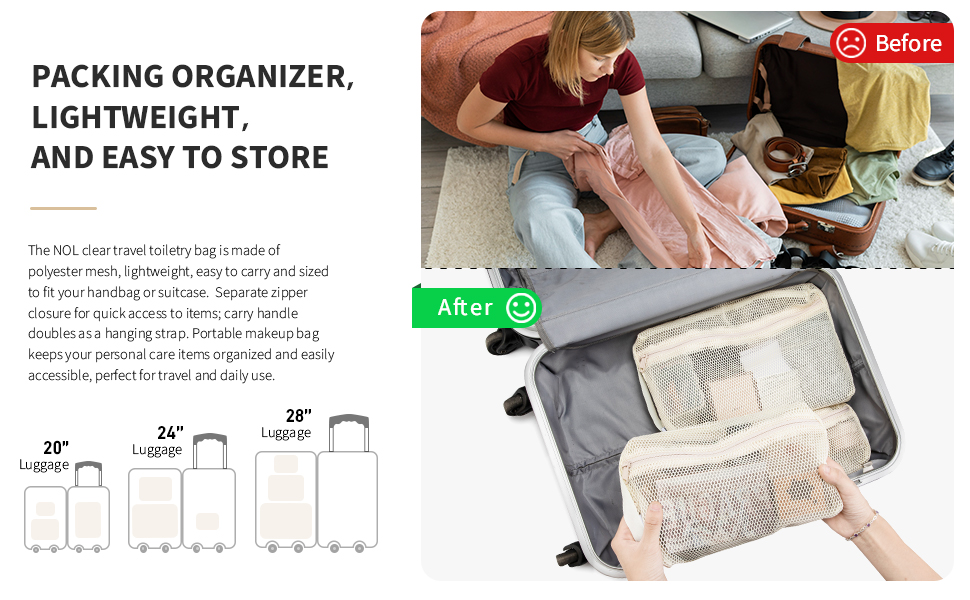 Mesh Travel Toiletry Bag, Transparent Standing Pouch