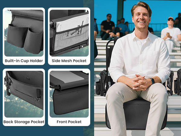 Portable Stadium Seat with Side Pocket
