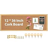TORASO Cork Board Bulletin Board, Corkboard for Walls with Rustic Brown Frame, Large Wall Mounted...