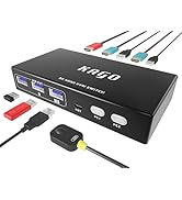 KAGO 8K HDMI KVM Switch 2 Port - 3 USB 3.0 Selecter for 2 Computers Share Keyboard Mouse Printer,...