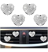 4PCS Heart-Shaped Car Vent Clips with Rhinestone,Bling Air Vent Clips Car Decorations,Premium Shi...