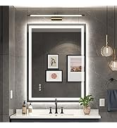 Ratsamee 24x32 Inch Led Mirror for Bathroom with Front Light and Backlit, Dimmable Anti Fog Wall ...