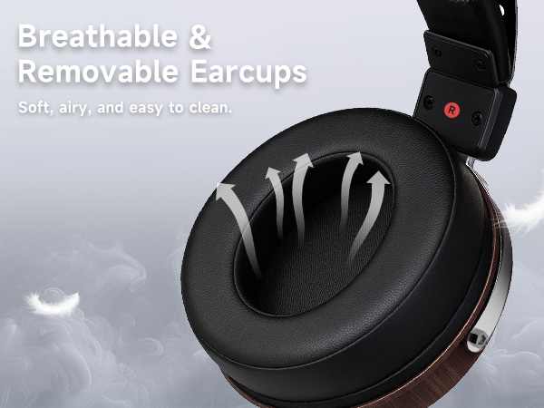 studio headphones breathable earcups, removable cushions, protein leather, long listening comfort