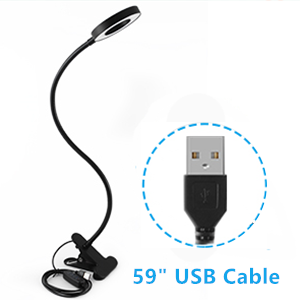 clip on light reading light ring light led dimmer, flexible gooseneck bed light