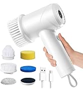 Electric Spin Scrubber - Cordless IPX7 Waterproof Shower Scrubber with 2 Speed Settings and 6 Rep...