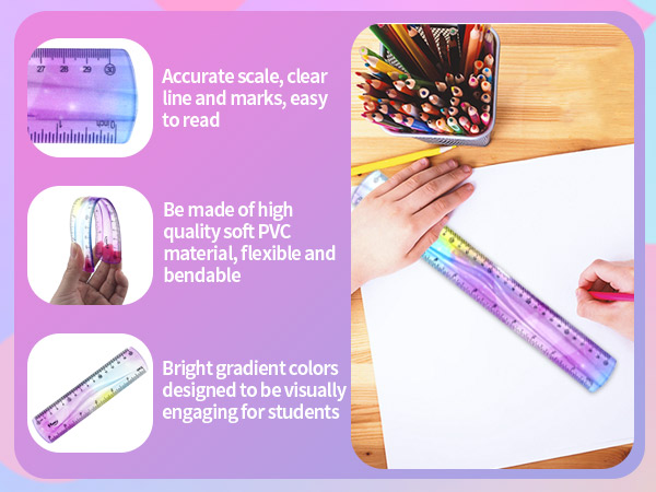 Flexible Ruler, Bendable Plastic Ruler