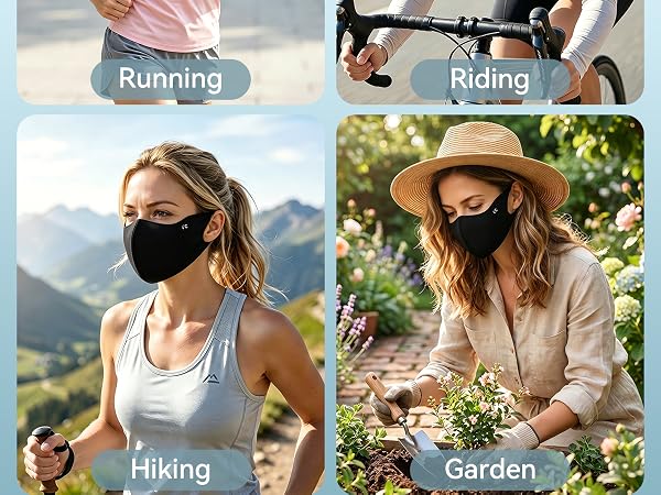 running riding hiking garden
