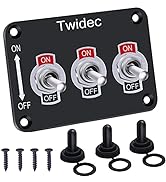 Twidec/3 Gang Rocker Toggle Switch Metal Panel with 16A 250V AC/12V DC SPST 2 Position 2 Pin ON/O...