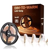 LEONLITE Warm Dim LED Tape Light, 3000K to 1800K, UL CE Listed, Dim-to-Warm Flexible LED Strip fo...
