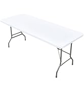 Nacuci Rectangle Elastic Fitted Tablecloth, Windproof Polyester Table Cover, Scratch Resistant an...