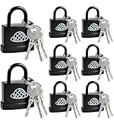 8pcs Weatherproof Padlock with Key for Outdoor Use, Keyed Outdoor Padlock with Plastic Shell, Loc...