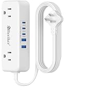 5 USB(3 USB C) Travel Power Strip- 5Ft Short Extension Cord with 5 USB Charging Station 24W/4.8A ...