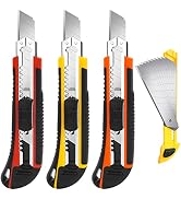 TIFICAL 3-Pack Box Cutter Utility Knife, Box Cutter Retractable Ultra Sharp Blade and Anti-Slip R...