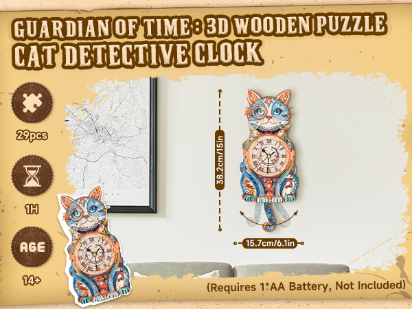cat wall clock