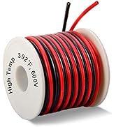 14 Gauge Silicone Wire Spool 40 Feet, Ultra Flexible High Temp 200 deg C 600V 14 AWG Stranded Wir...