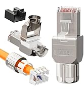 VCELINK CAT6A RJ45 Toolless Connector 2 Pack, Zinc Alloy Shielded Tool Free Ethernet Plug, Up to ...