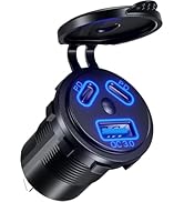 Kewig 12V USB Outlet Car Charge, 108W Super Fast Dual PD3.0 & QC3.0 3-Port Multiple Port for Car,...