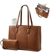 LOVEVOOK Laptop Tote Bag for Women,Work Tote with Wristlet,PU Leather Computer Bag for Teacher,Of...