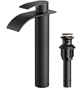 FORIOUS Waterfall Bathroom Vessel Sink Faucets with Metal Pop up Drain and Lead-Free cUPC Hose, M...