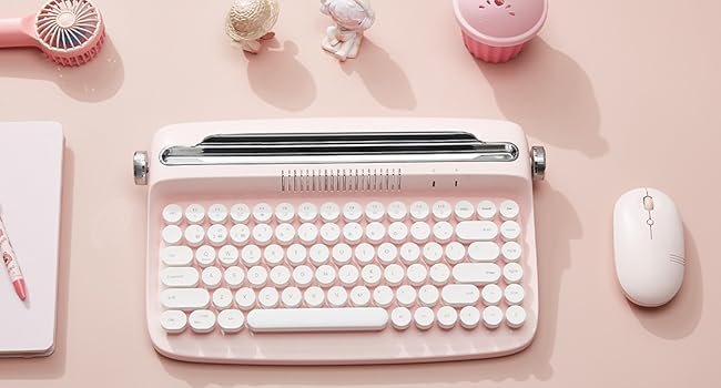 YUNZII ACTTO B303 Wireless Typewriter Keyboard, Retro Bluetooth Aesthetic Keyboard