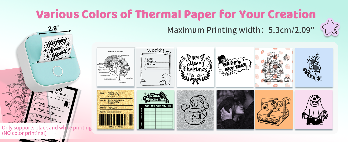 T02 Mini Sticker Printer - Wireless Sticker Maker Machine print pods mini printer