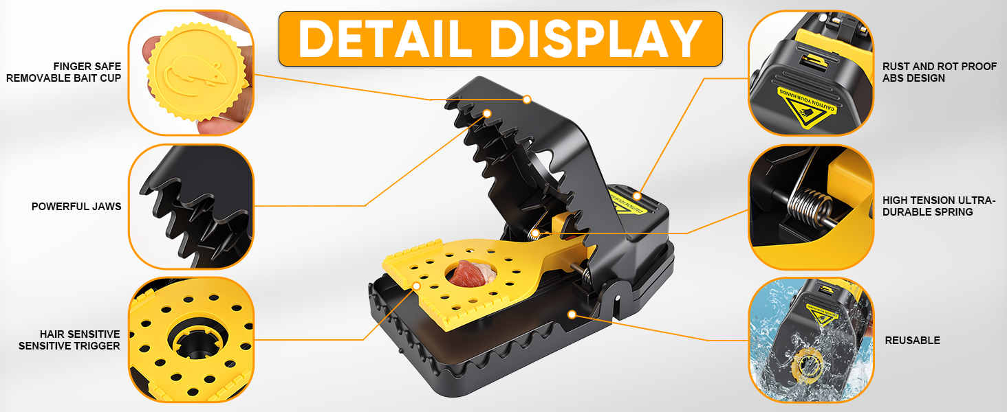 Reusable Mouse Trap Detail Display, High Sensitivity Pest Control Trap