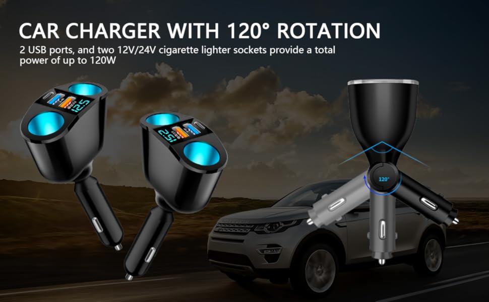 A SMARTER, FASTER 5-PORT 120W MULTIFUNCTION CIGARETTE LIGHTER SPLITTER!