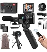 4K Digital Camera with Creator Accessory Kit 48MP Remote Control Vlogging Camera for Vloggers Aut...