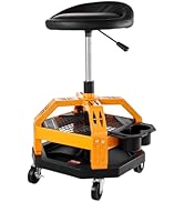 VEVOR Mechanic Stool Dual Storage Trays Rolling Stool and Garage Stool with Adjustable Height 23....