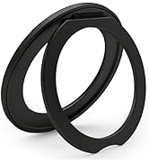 TENOC Magnetic Phone Kickstand Rotatable Sticky Metal Matte Ring Holder for Cell Phone Case, Black