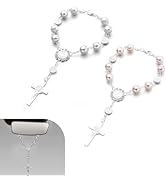 YAWUROU 2 PCS Rosary &amp; Cross Design Car Rear Mirror Ornament, Personalized Lucky Rearview Mirror ...
