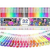Taotree Glitter Gel Pens, 32 Colors Neon Glitter Pens Fine Tip Art Markers Set 40% More Ink Color...