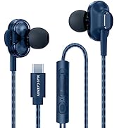 MAS CARNEY TI9 Wired USB Type C Headphones, USB C Earbuds, in-Ear Earphones with Microphone for S...