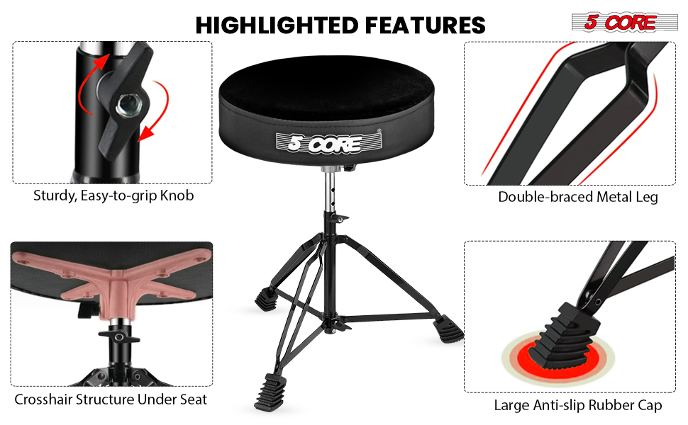 Drum Throne Padded Guitar Stool Music Chair for Adults and Kids