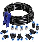 Hromee Air Line Tubing Kit, 5/16 Inch (7.937MM) OD x 32.8 Feet Polyurethane PU Tube and Push to C...