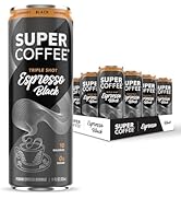 SUPER COFFEE Espresso, Iced Keto Coffee (0g Added Sugar, 10 Calories) [Triple Shot Black] 11 Fl O...