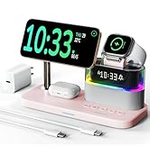 5 in 1 Wireless Charger with Alarm Clock for Apple,Mag-Safe Charging Station for iPhone 16,Apple ...