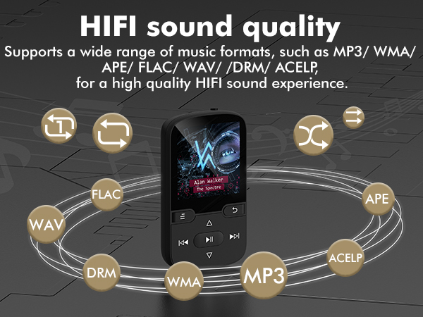 64GB MP3 Player with Bluetooth 5.3 and Clip, Portable HiFi Sports Music Player for Kids (28g)