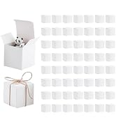 PH PandaHall 60pcs White Gift Boxes 2.3 Inch Mini Candy Paper Box Square Party Favor Boxes Gift P...