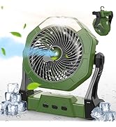 Ausic Portable Misting Fans for Outside, Outdoor Camping Fan with Water Spray 250ml, 8 Inch Bater...