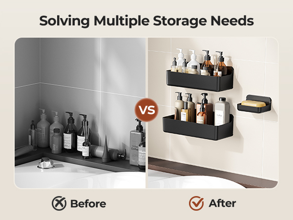 Orimade Shower Caddy 3-Pack, No-Drill Adhesive Shelves for Bathroom