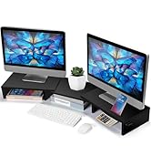 La Jaco Dual Monitor Stand Riser for 2 Monitors, Monitor Stand for Desk, Adjustable Length &amp; Swiv...
