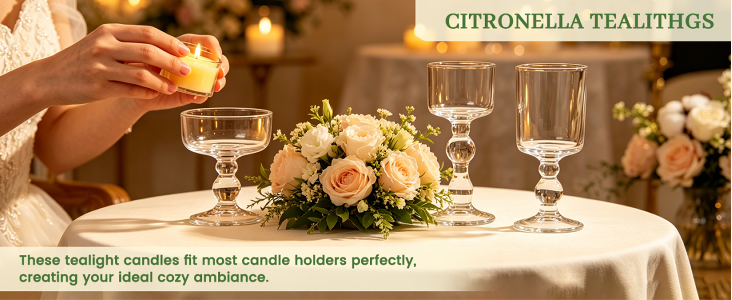 Fits most candle holders perfectly, creating a warm, cozy ambiance for weddings, dinners, and events