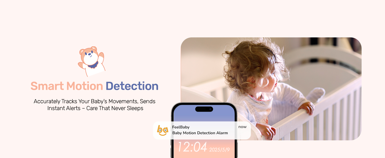 Text reads 'Smart Motion Detection'. Mobile app interface showing fitness tracking features with motion detection capabilities illustrated through smartphone screens.