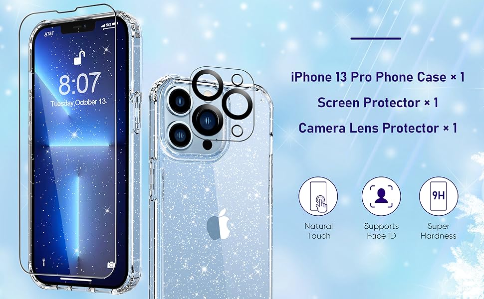 iPhone 13 Pro Case with Screen Protector and Camera Lens Protector
