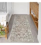 Uphome Bathroom Runner Rug, Distressed Tribal Farmhouse Khaki Bathroom Mat, Large Bathroom Rugs N...