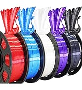 TTYT3D 3D Printing Silk Shiny PLA 5 in 1 Basic Colors Bundle: Silk Black/White/Blue/Purple/Red; E...