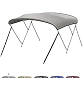 KEMIMOTO Bimini Top for Boat, Bimini Tops Cover 600D Marine Grade Canvas Boat Canopy with 6ft Len...